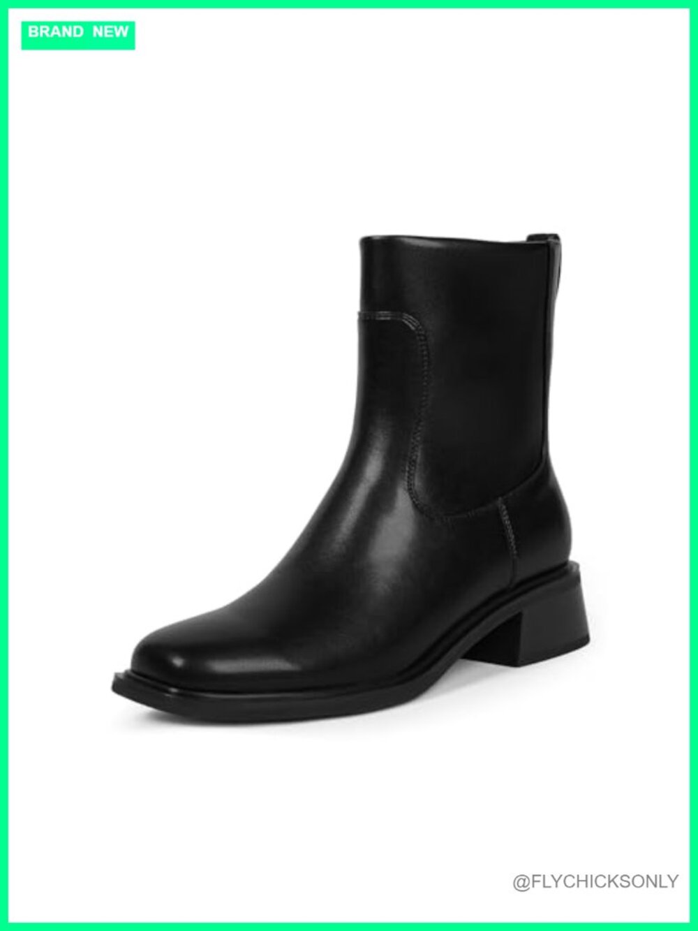 Square Toe Ankle Boots Low Heel Stretch Faux Leather Side Zip Women's Booties